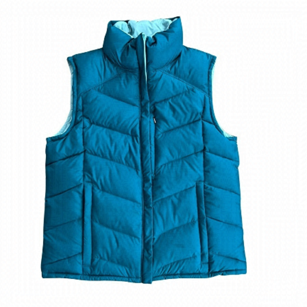 Vintage Columbia Blue Reversible Down Puffer Vest Size Small